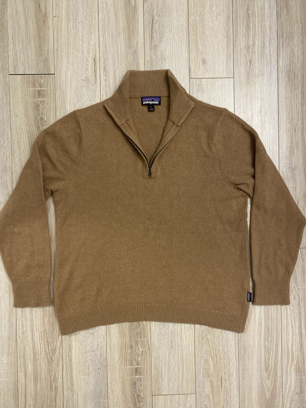 Patagonia Recycled Cashmere Quarter Zip Sweater Mens Large Camel